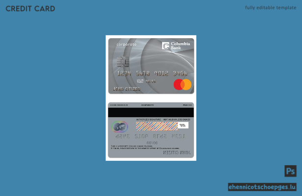 USA Columbia Bank Mastercard Beispiel für eine gewerbliche Kreditkarte